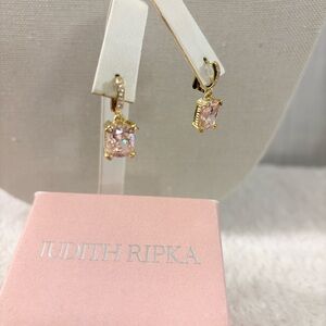 *NWT* JUDITH RIPKA Pink and White CZ 14k Gold Clad Lola Earrings